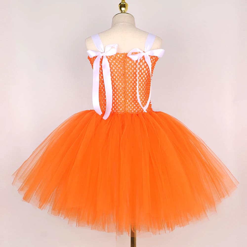 Costumes de renard blanc et orange pour filles, enfants, robe tutu fantaisie avec oreilles, tenues d