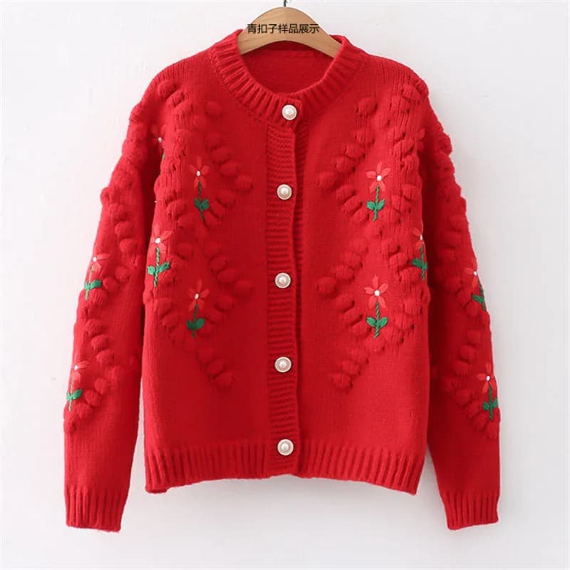 Pull Brodé Épais et Chaud en Tricot pour Femme, Cardigan en Y, Nouveau Design, Printemps-Automne