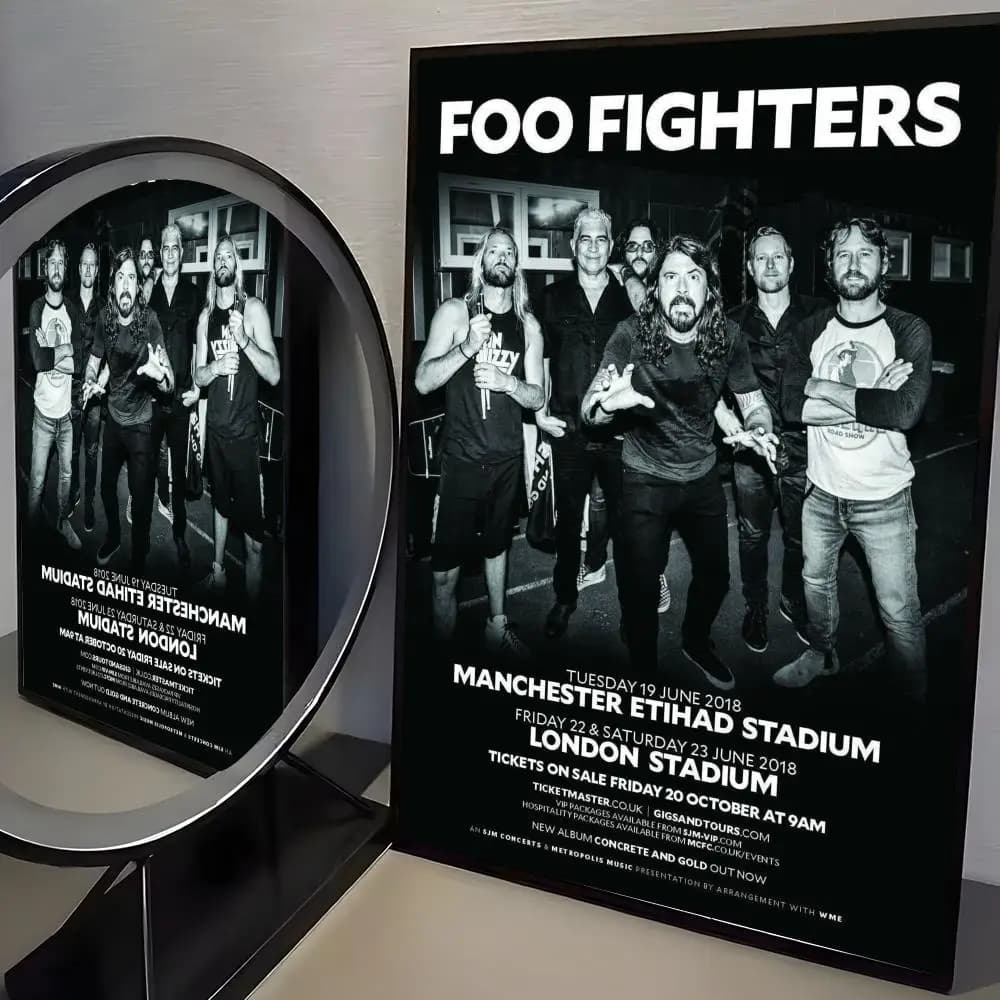 Affiche autocollante de la collection de groupes classiques Foo Fighters, autocollant en papier impe