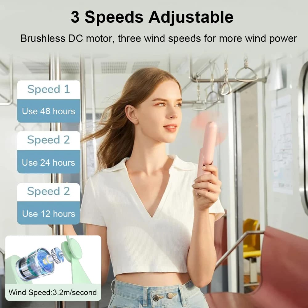Mini ventilateur de poche portable, 2000mAh, aste par USB, pliable, pour l'extérieur