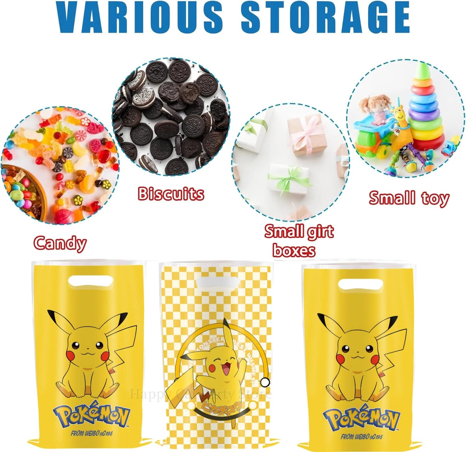 Sac cadeau d'anniversaire thème Pokemon, figurines Pokemon, sac à bonbons Pikachu, emballage cadeau 