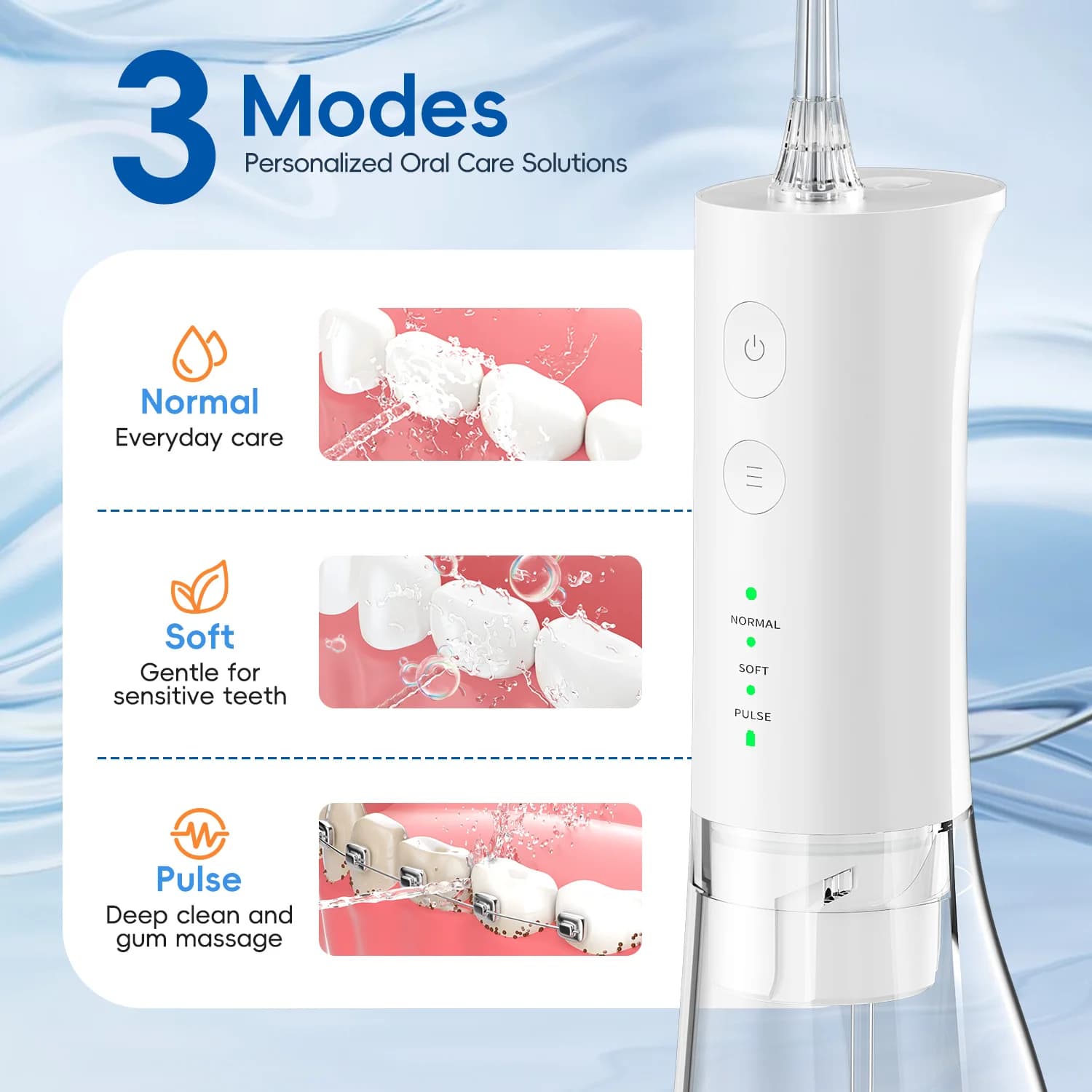Hydropulseur électrique Rechargeable, 300ML, pour nettoyer les dents, étanche, irrigateur buccal Por