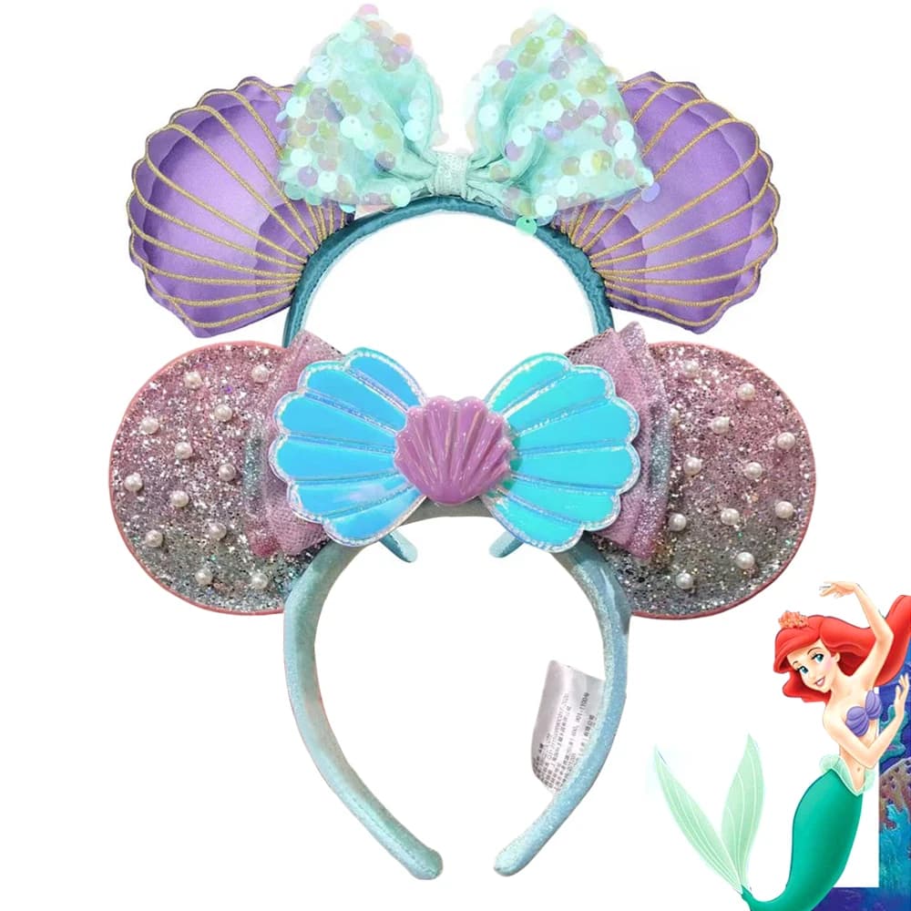 Disney Princess Series Cosplay Bandeau de sauna en peluche pour adultes et enfants, Coquille de sirè