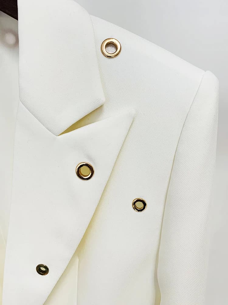 HIGH Calls ALITY2025-Ensemble de Blazer et Pantalon Slim Fit pour Femme, Bouton Unique, Oeillet, Rev