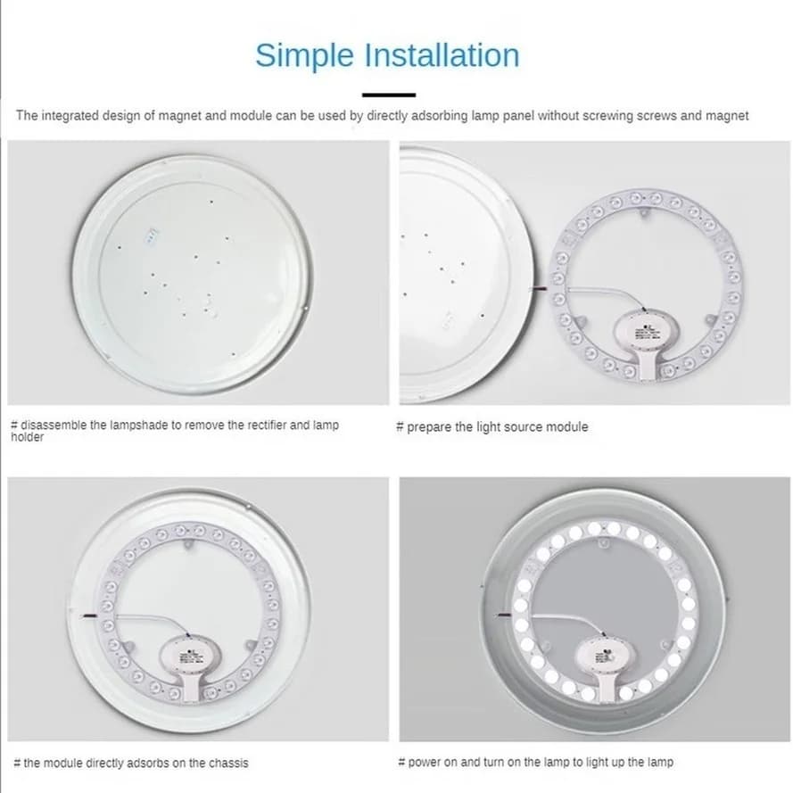 RnnTuu 12W 18W 24W 36W LED panneau d'anneau cercle lumière AC220V-240V LED panneau de plafond rond l