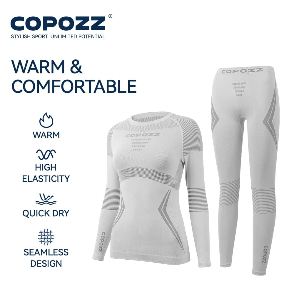 COPOZZ hiver Ski sous-vêtement thermique ensembles hommes femmes anti-transpiration respirant séchag