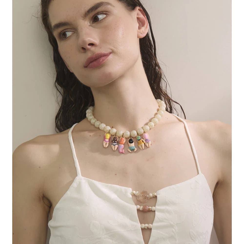 Yhpup élégant Unique bijoux faits à la main verre Imitation pierre perles chaîne résine Bikini poupé