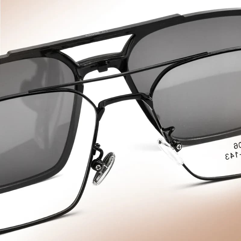 Hommes classique polarisé pince sur lunettes de soleil pilote Double faisceau en alliage de titane l