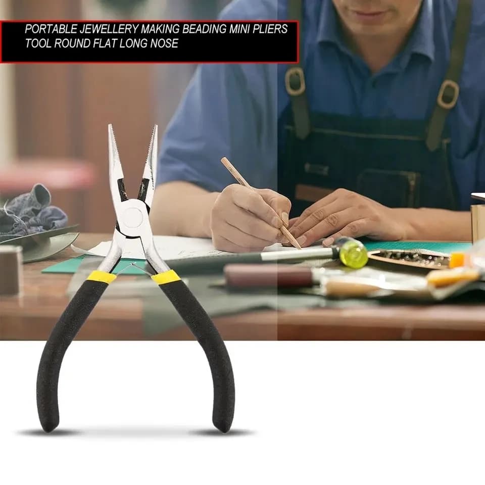 1 pièce Pince à bijoux portable et durable en acier au carbone forgé, légère, mini pince à bec rond,