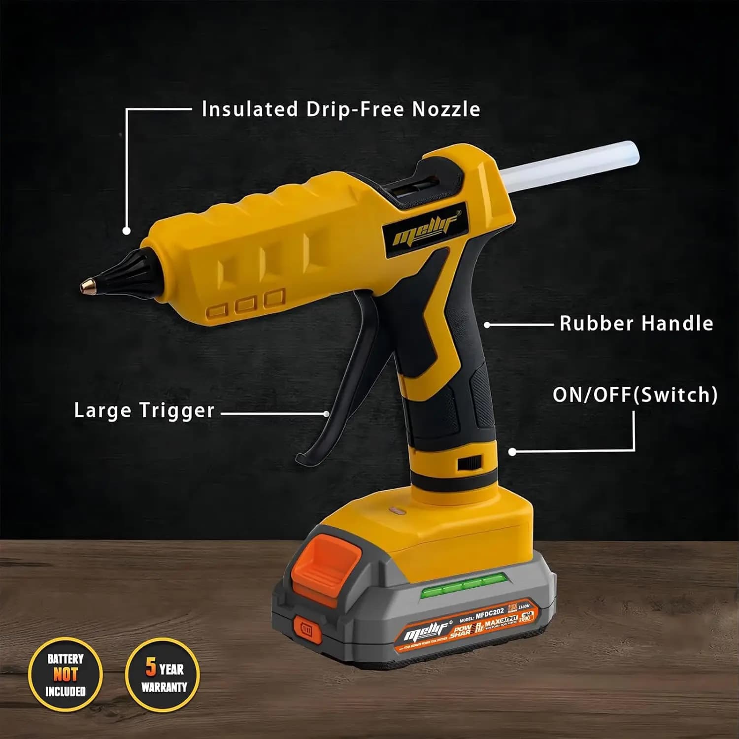 Mellif pistolet à colle chaude sans fil Compatible avec la batterie Dewalt 18V 20V outil de réparati