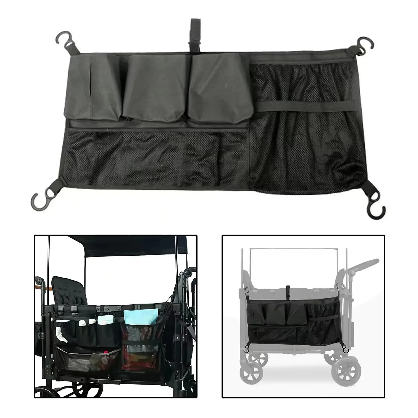 Filet de chargement pour chariot de poussette, organisateur d'accessoires de chariot compatible avec