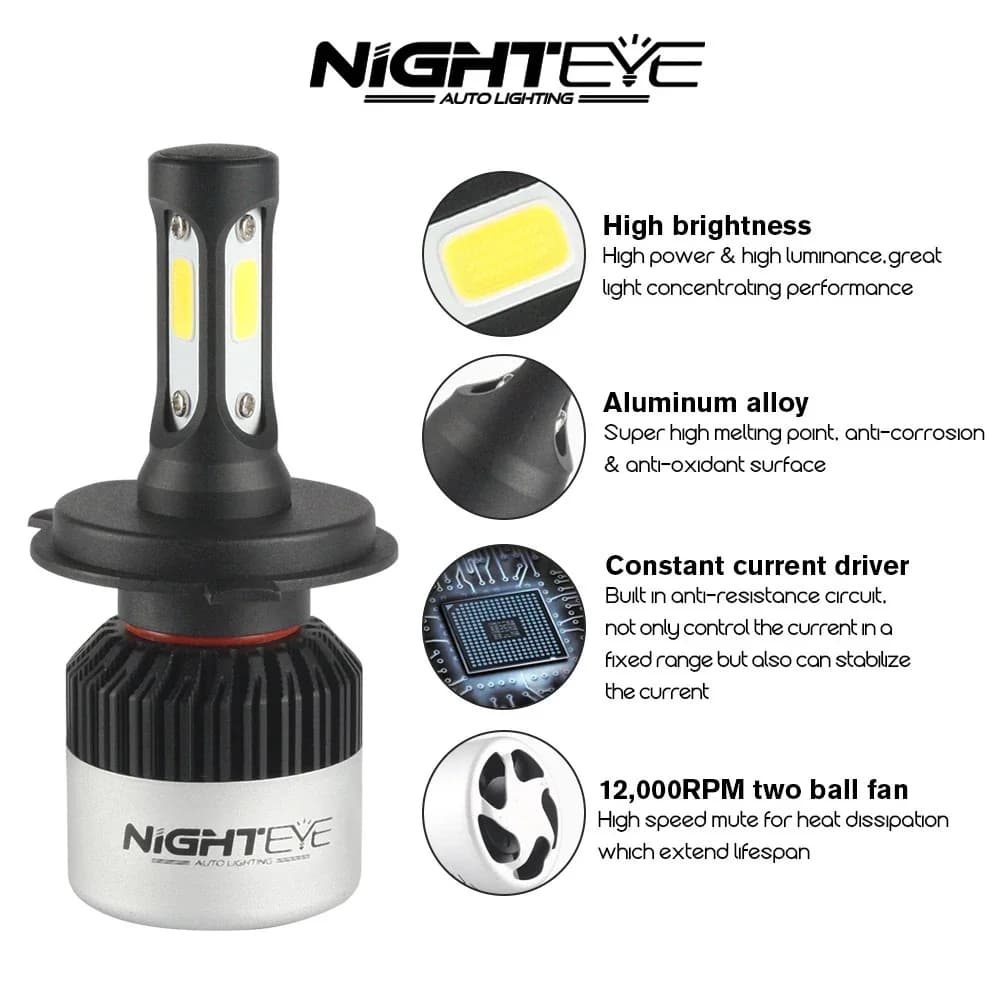 NIGHTEYE phares de voiture Super lumineux H7 LED H4 LED H8/H9/H11 HB3/9005 HB4/9006 ampoule automati