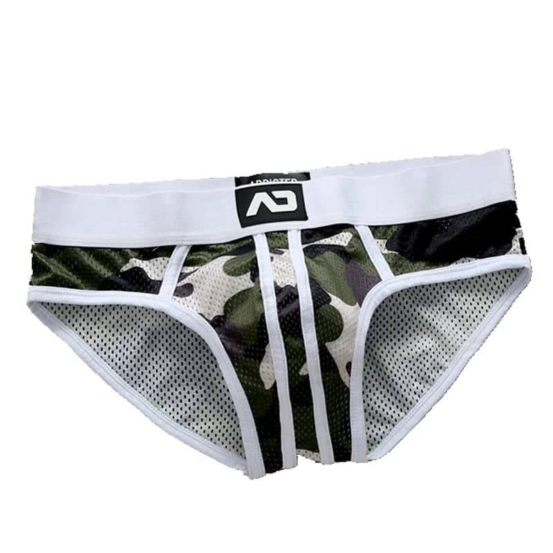 Culotte camouflage cool et respirante en maille de nylon pour hommes, slip pour jeunes accro