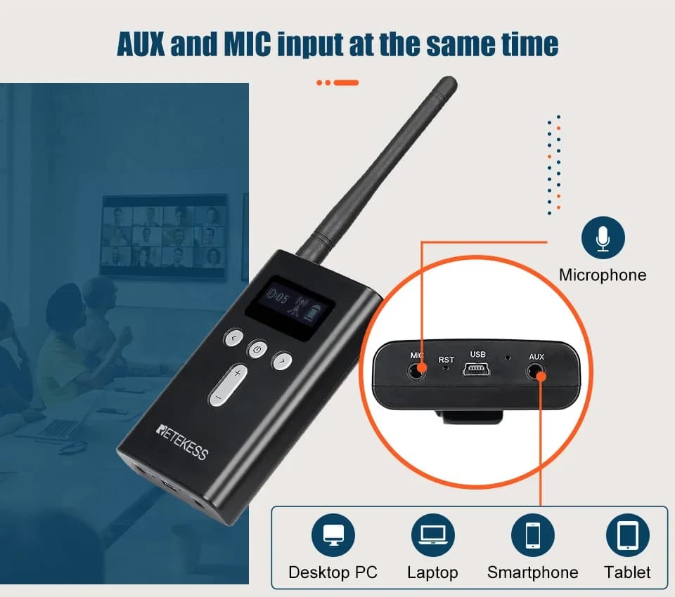 Retekess T130S Guide audio du système de guide touristique, 2e génération T130 micro transmetteur lo