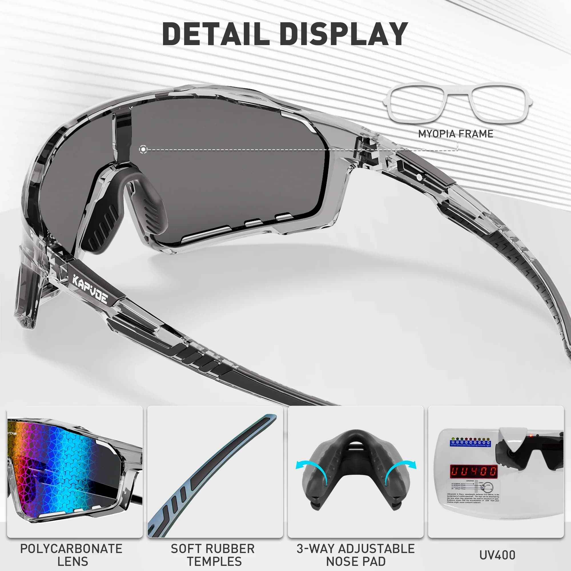 KAPVOE lunettes de soleil de cyclisme en plein air vtt Sports de route lunettes de soleil de vélo lu