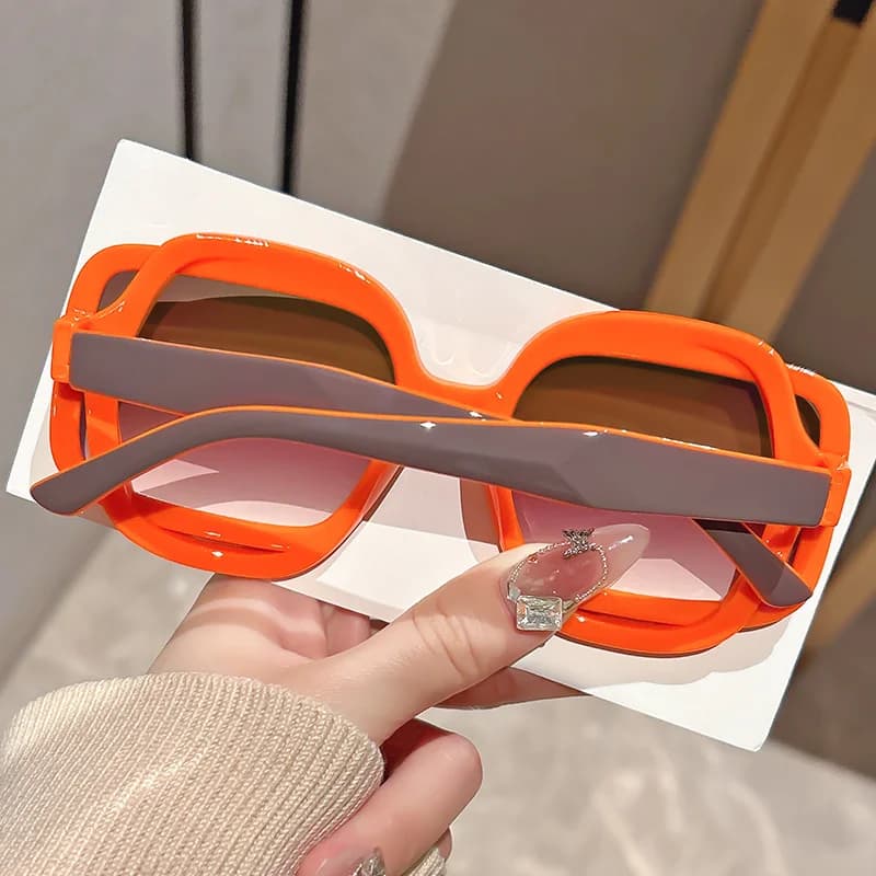 Lunettes de soleil à la mode avec blocage de couleur polygonal pour hommes et femmes, Style rétro Y2
