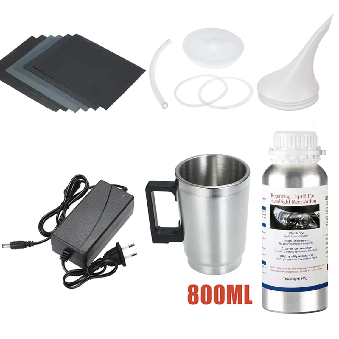 Kit de polissage de restauration de phares de voiture, 800ML, polymère liquide, rénovation de la lum
