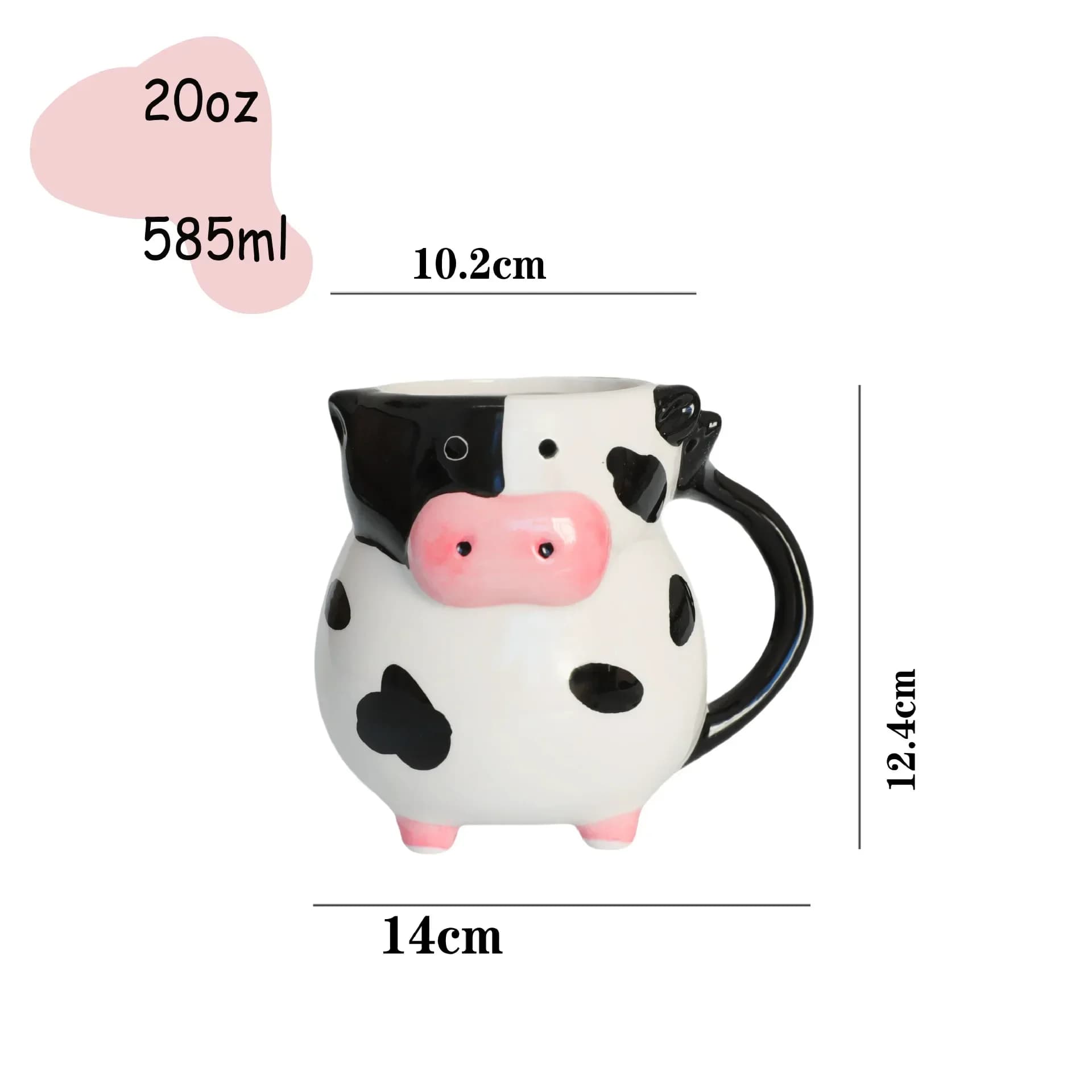 Tasse en céramique de vache de dessin animé, pour la cuisson à la maison, Dessert, tasse à café mign