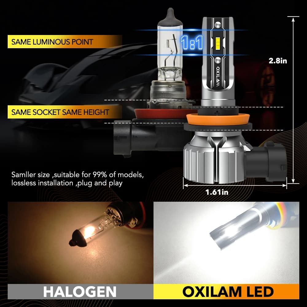 OXILAM 2 pièces Canbus H8 H11 9005 HB3 9006 HB4 LED ampoule de phare Super lumineux 2025 Kit de phar