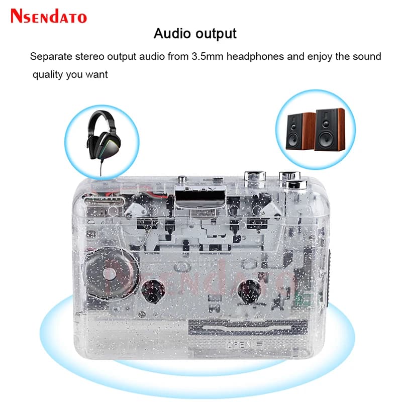 Lecteur de cassette USB transparent portable, convertisseur audio musical en MP3 pour PC, lecteur de