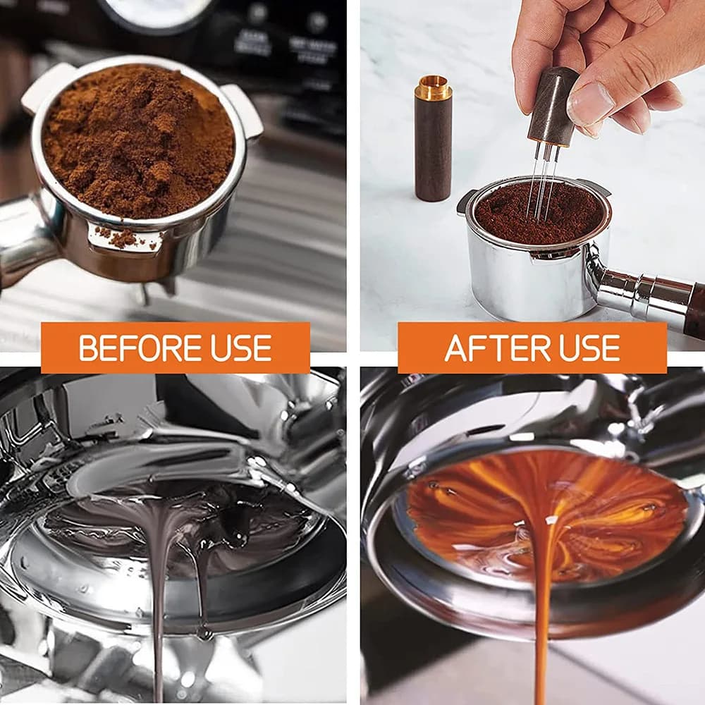 Agitateur de poudre à expresso en acier inoxydable, distributeur de doseur de café, niveleur, outils