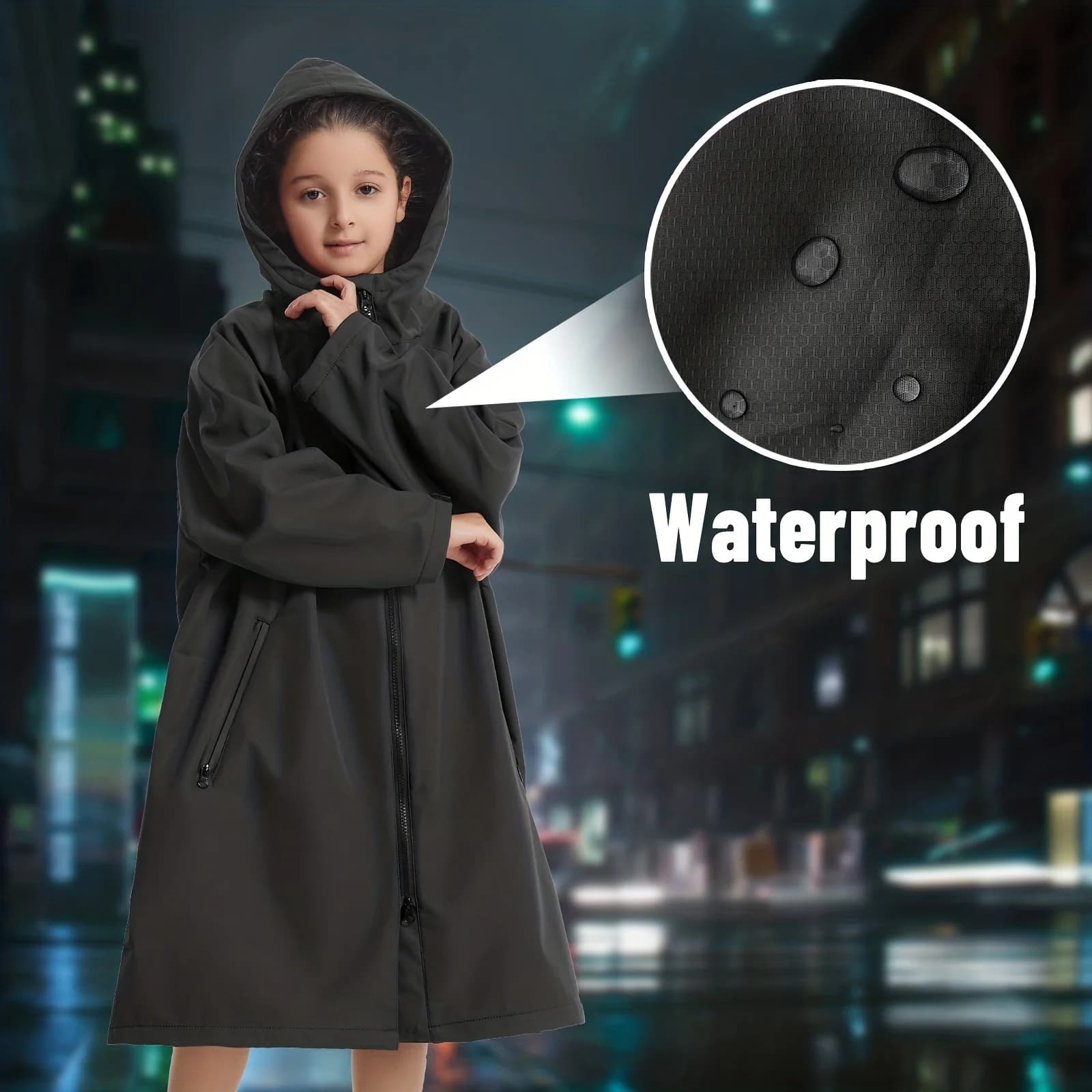 Mutao Poncho de Surf imperméable et coupe-vent, Robe à langer chaude d'extérieur à manches longues a