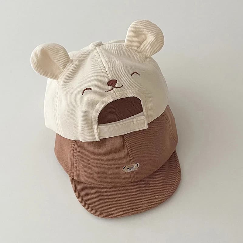 Dessin animé ours oreille bébé canard langue casquette solide coton enfants doux bord casquette de b