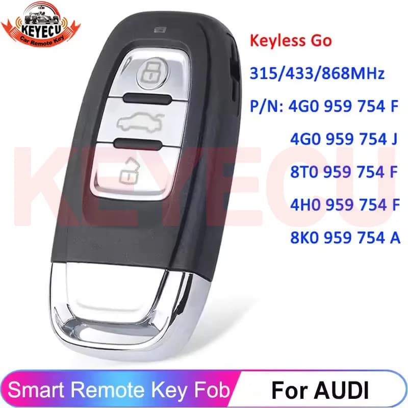 KEYECU 754J Clé de voiture à télécommande sans clé pour Audi A4 A5 A6L A7 A8 Q5 4G0959754F 4G0959754