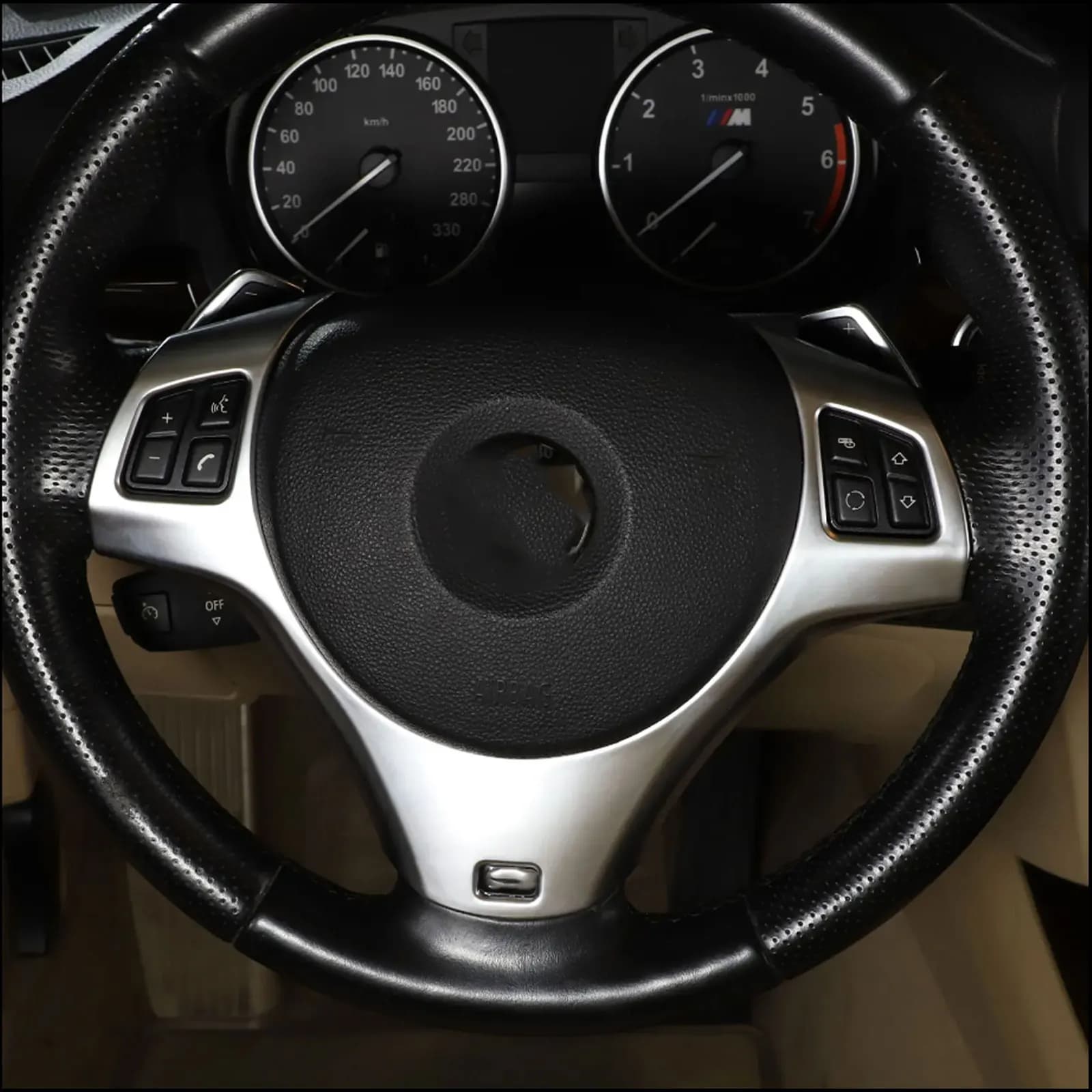 Cadre de décoration pour boutons de volant de voiture cheya pour BMW Série 1 3 E82 E84 E87 E90 E92 E
