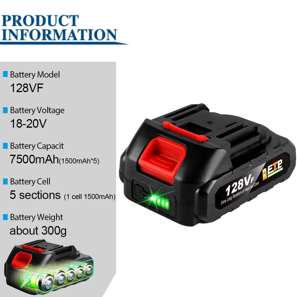Yofidra 18-20V batterie au Lithium Rechargeable prise ue pour tronçonneuse sans brosse perceuse clé 