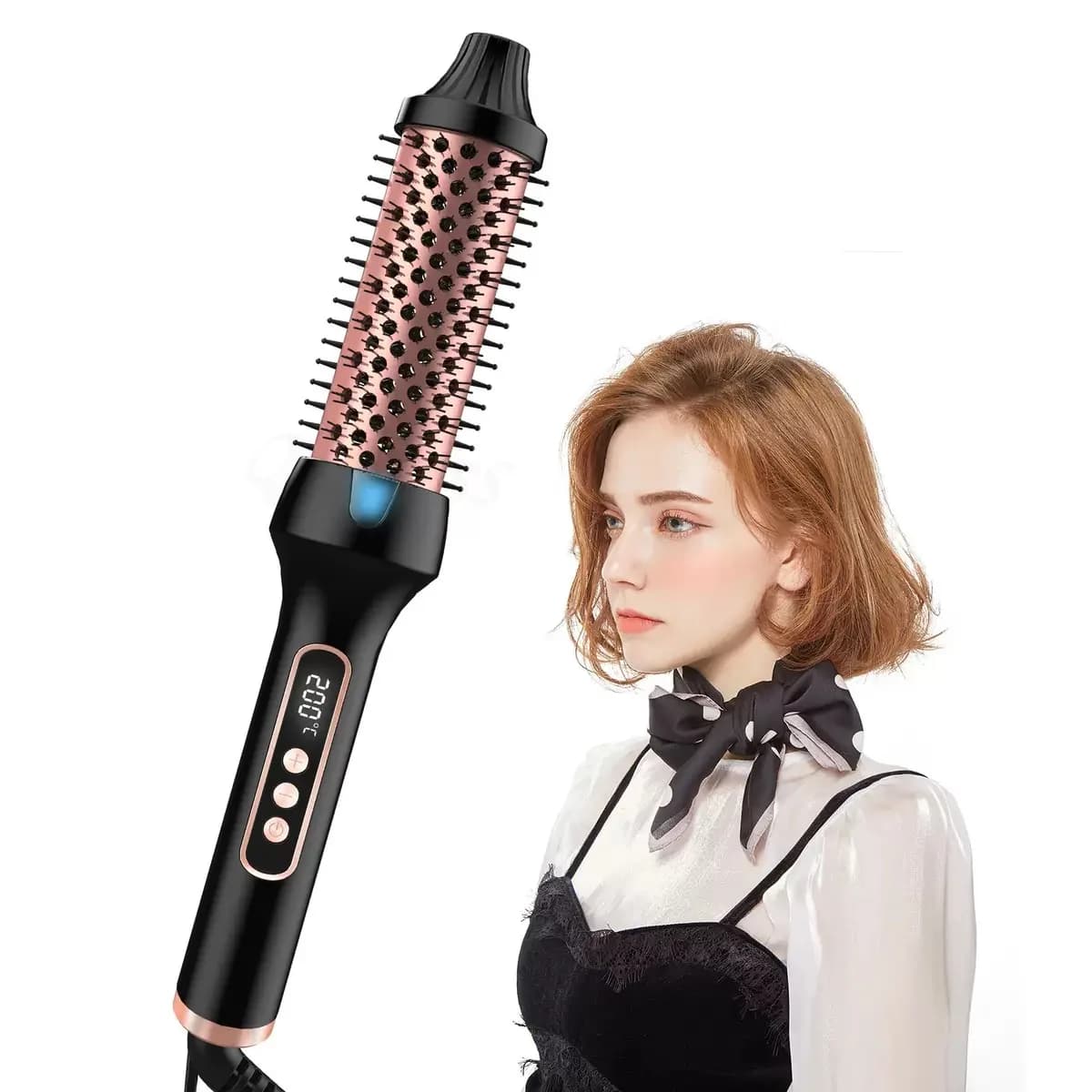 Brosse thermique ionique 3 en 1, brosse ronde chauffante, bigoudi/dissurateur ionique avec fer à fri