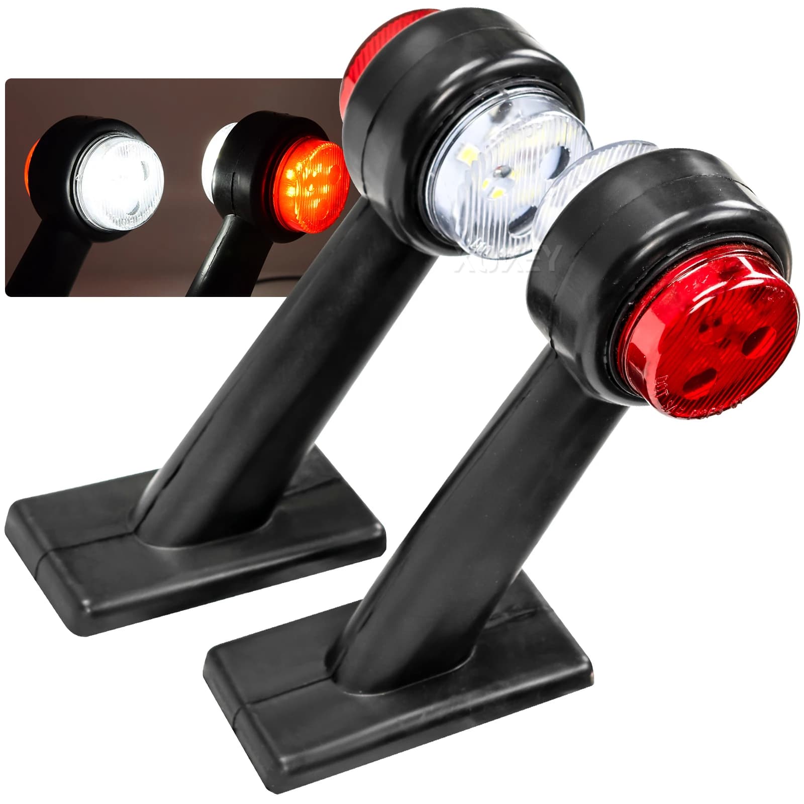 2X camion remorque LED coude en caoutchouc feu de position latéral blanc rouge contour indicateur de
