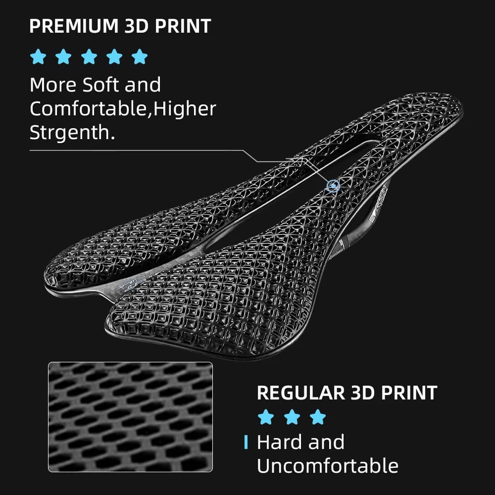 RYET-Selle de vélo en fibre de carbone ultralégère imprimée en 3D, siège pour VTT, route en gravier,