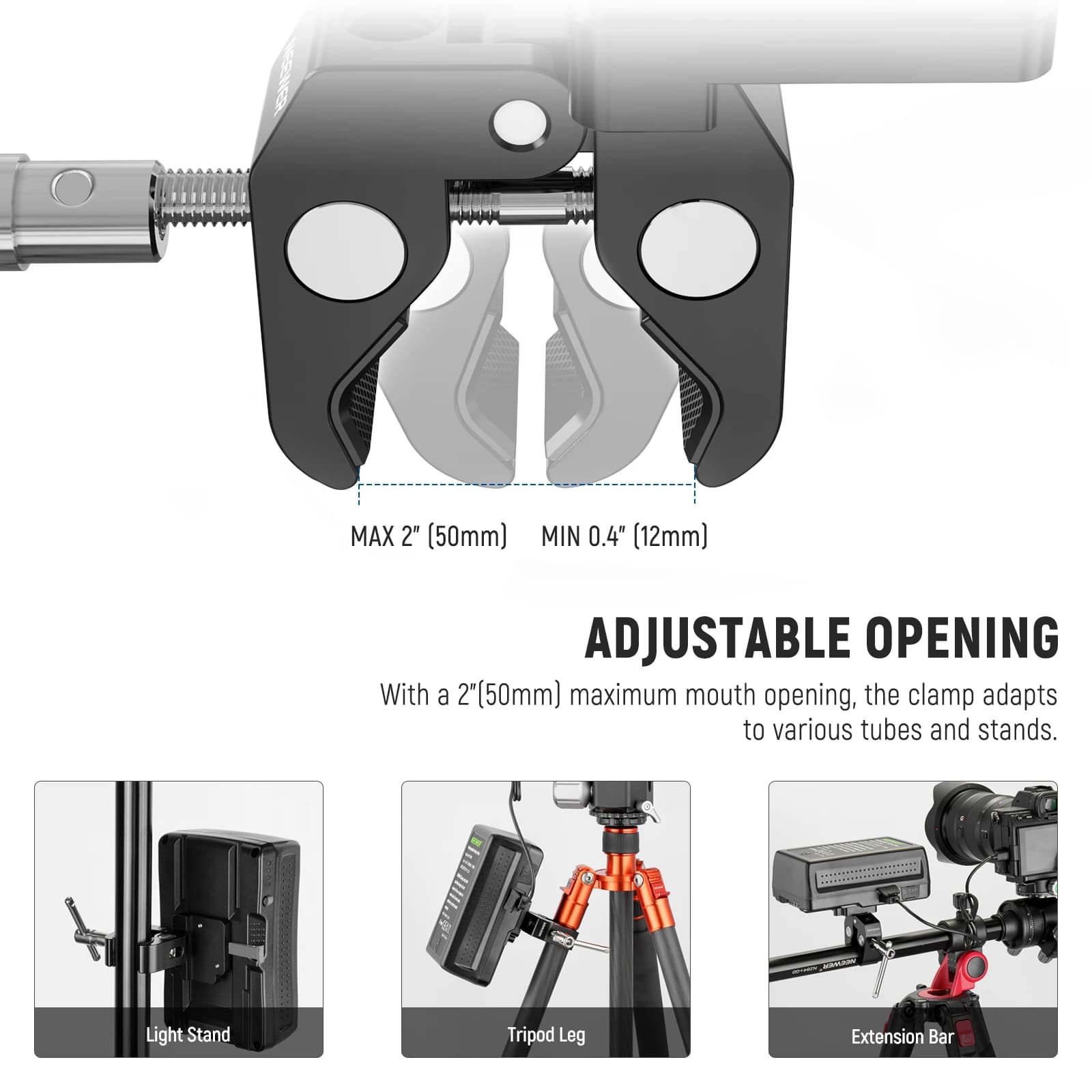 NEEWER Mini plaque de batterie à montage en V avec large pince Super crabe et verrouillage QR pour t