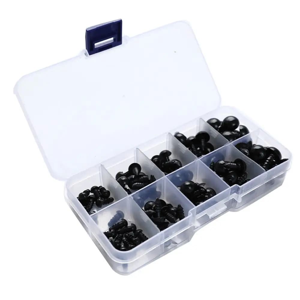 100 pièces 10mm globe oculaire poupée accessoires noir en peluche yeux de sécurité Amigurumi pour jo