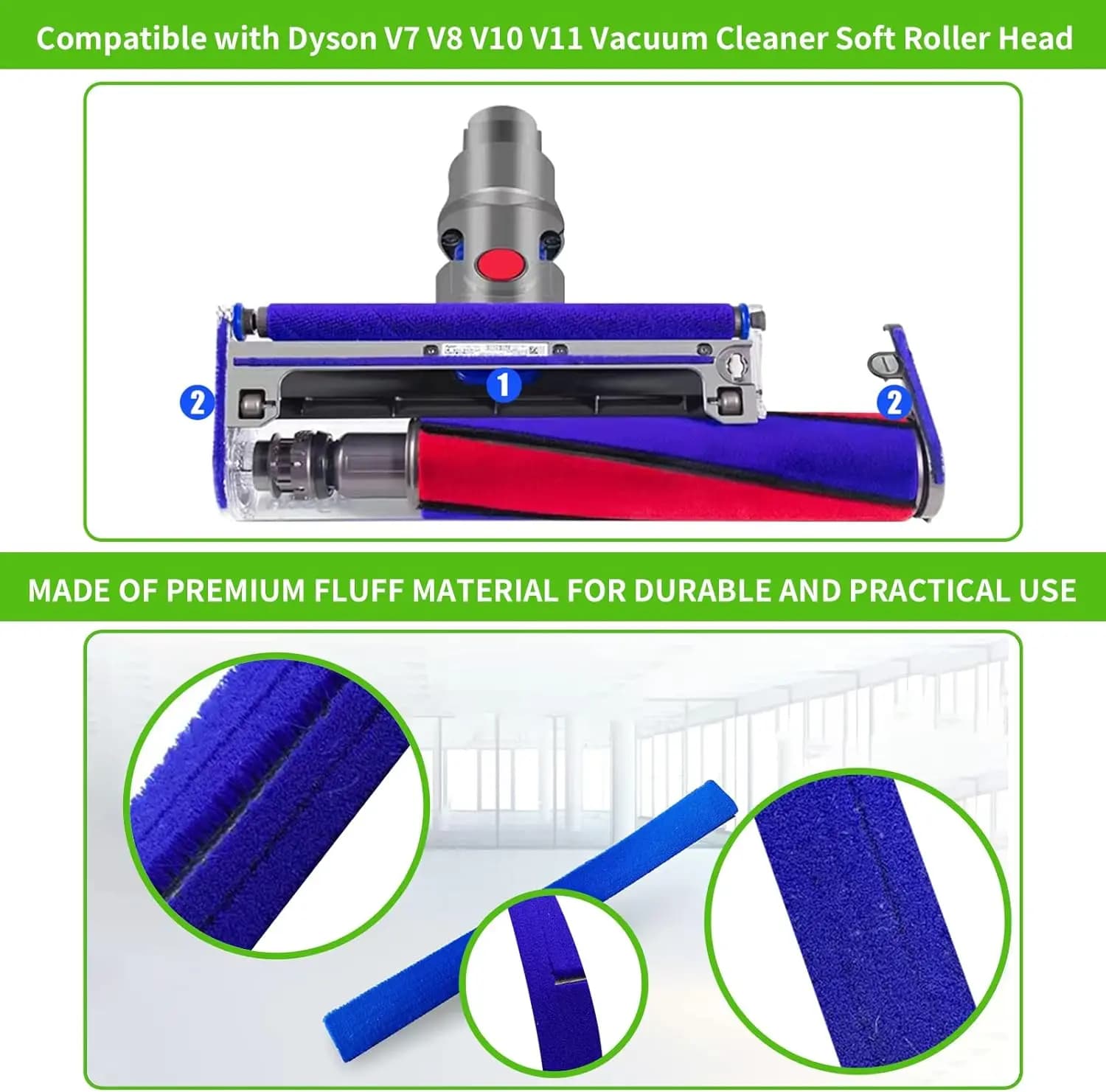 Bande de remplacement en peluche douce pour Dyson V6 V7 V8 V10 V11, tête de nettoyage à rouleau soup