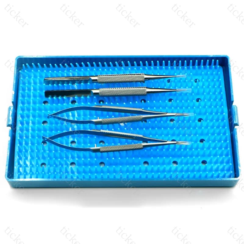 Ensemble de suture pour micro-instrument d'ophtalmologie, 4 pièces, ciseaux cornésels chirurgicaux m