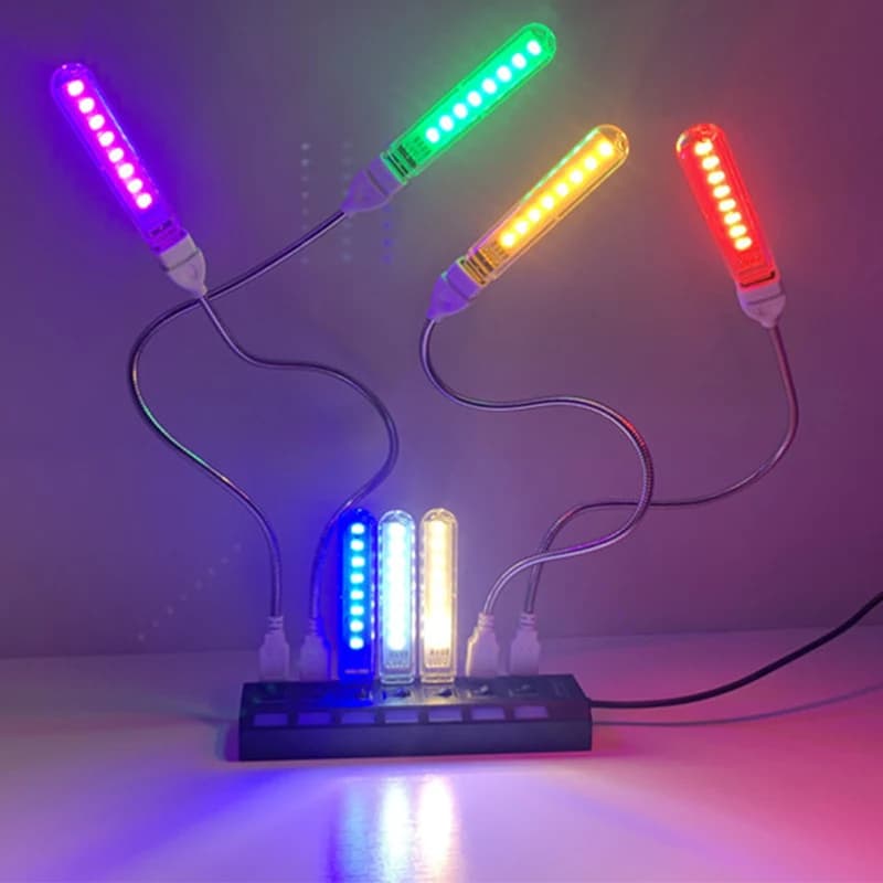 DC5V 8LED s USB veilleuse avec 8 perles de lampe rouge jaune blanc bleu vert violet 4W Protection de
