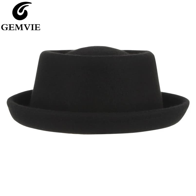 GEMVIE-Chapeau Classique en Feutre Doux pour Homme et Femme, Fedora à Bord Incurvé, 100% Laine, Auto
