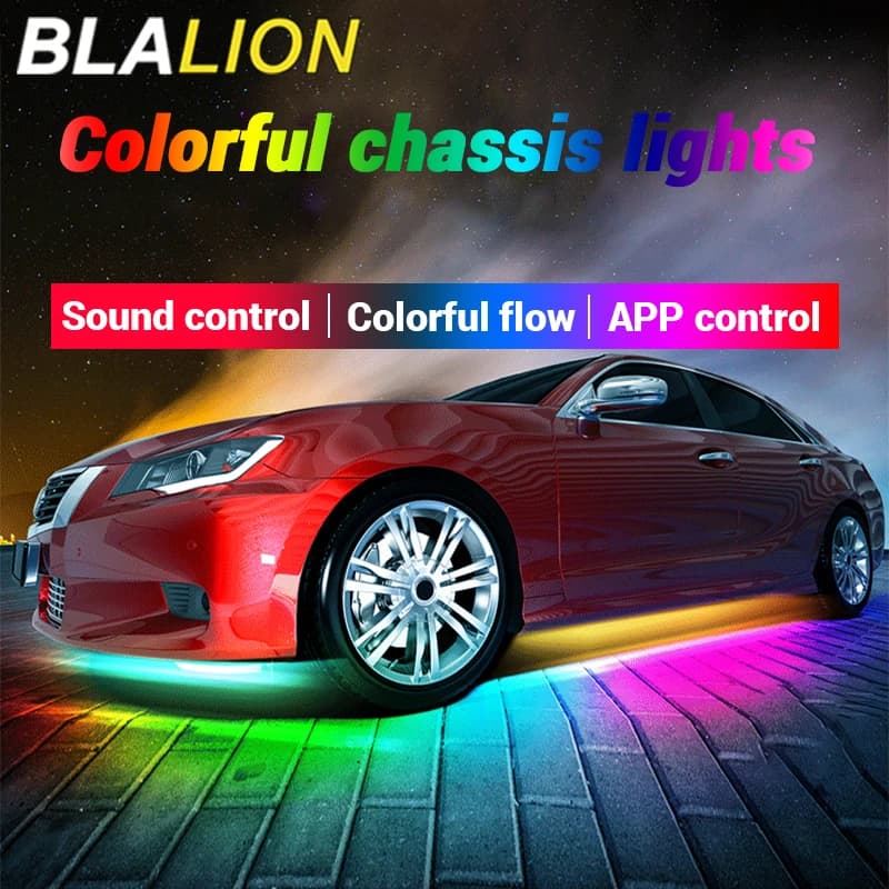 BLALION – bande lumineuse LED Flexible pour voiture, application sous le corps, contrôle du son à di