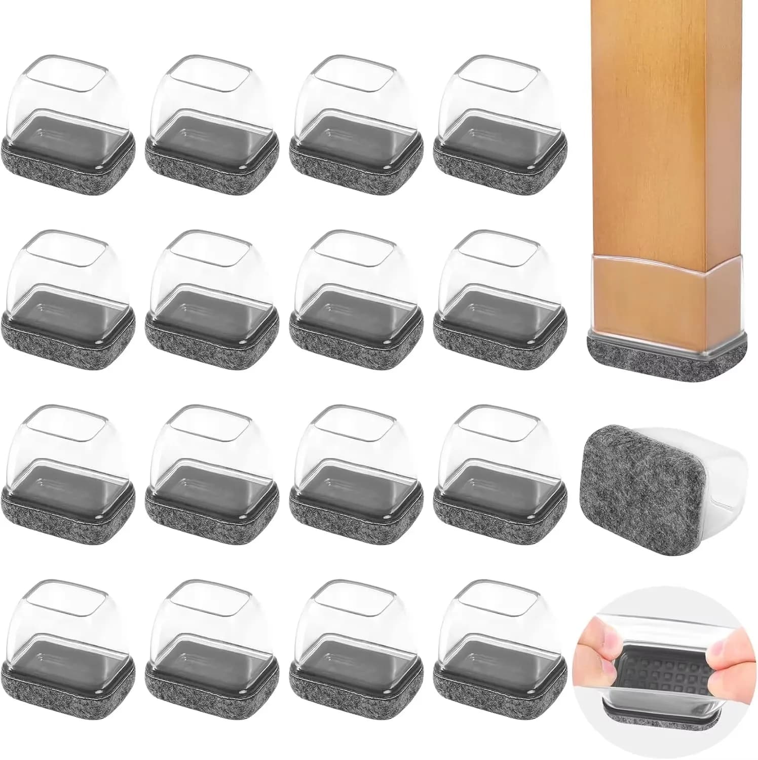 Capuchons de sol pour pieds de chaise en Silicone, 8 pièces, protecteurs rectangulaires avec couvre-