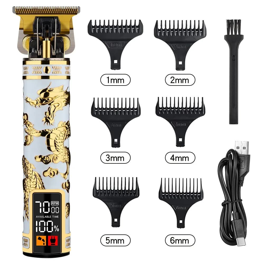 Tondeuse à cheveux électrique professionnelle pour hommes, affichage LCD, tondeuse à lame en T, sans