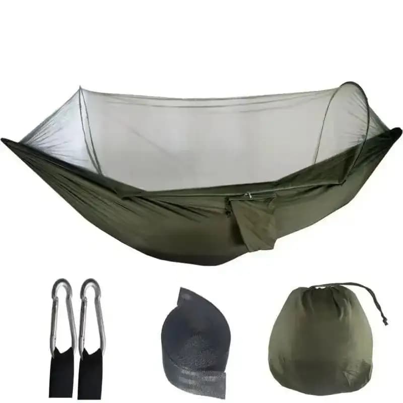 Hamac extérieur 250x120cm avec filet – Tissu de parachute léger pour le camping et les voyages
