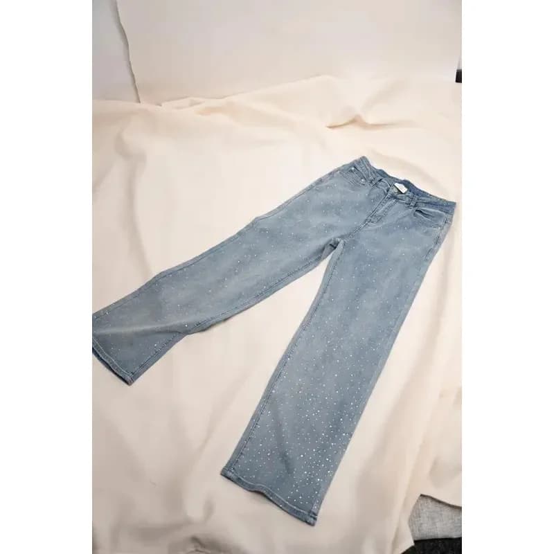 2025 femmes jean droit diamants pantalon Stretch taille haute lavé maman jean Y2k Streetwear pantalo