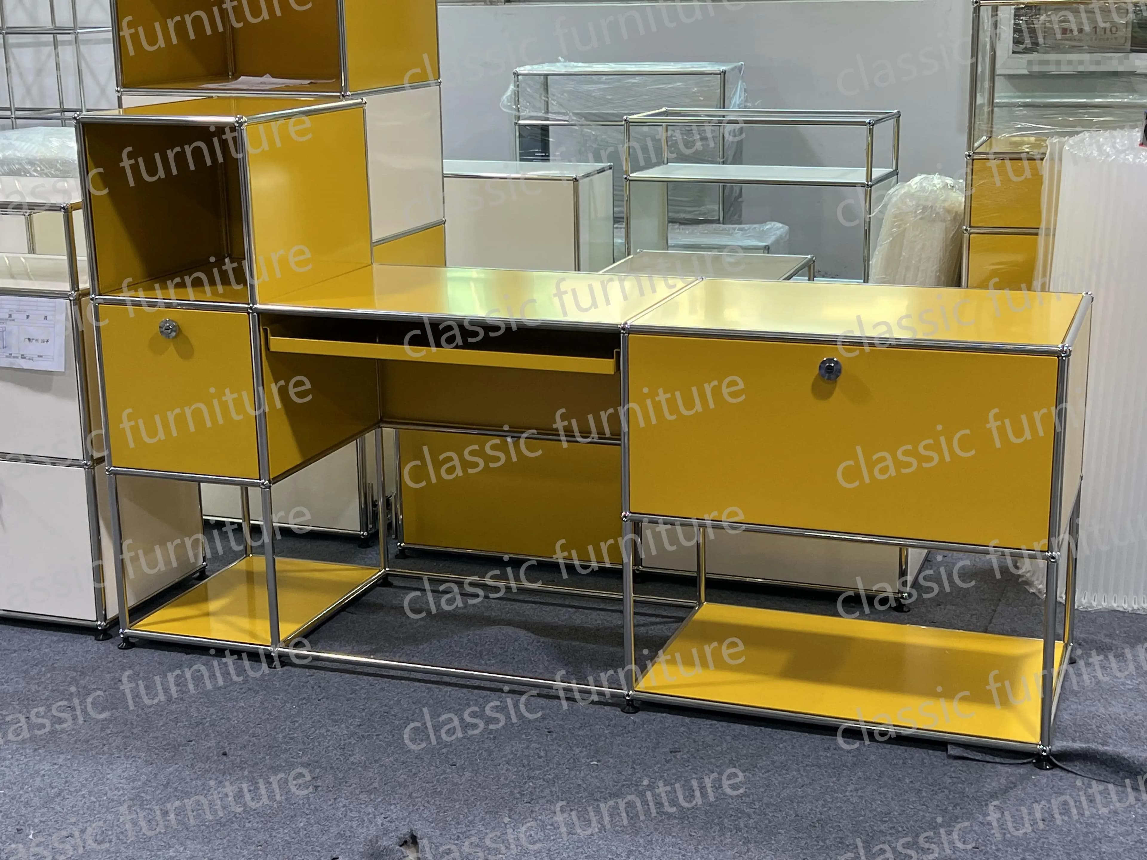 Meubles modulaires personnalisés en métal et acier inoxydable, armoire de rangement, buffet, étagère