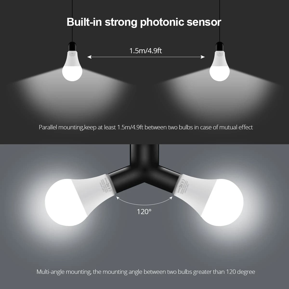 Ampoule LED E27 du crépuscule à l'aube, 15W, avec capteur de lumière, lampe intelligente, interrupte