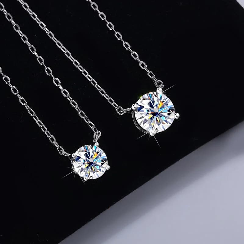 Moissanite Dia 6.5mm 0.5-5CT femme pendentif argent collier pour femmes chaînes fête mariée bijoux f