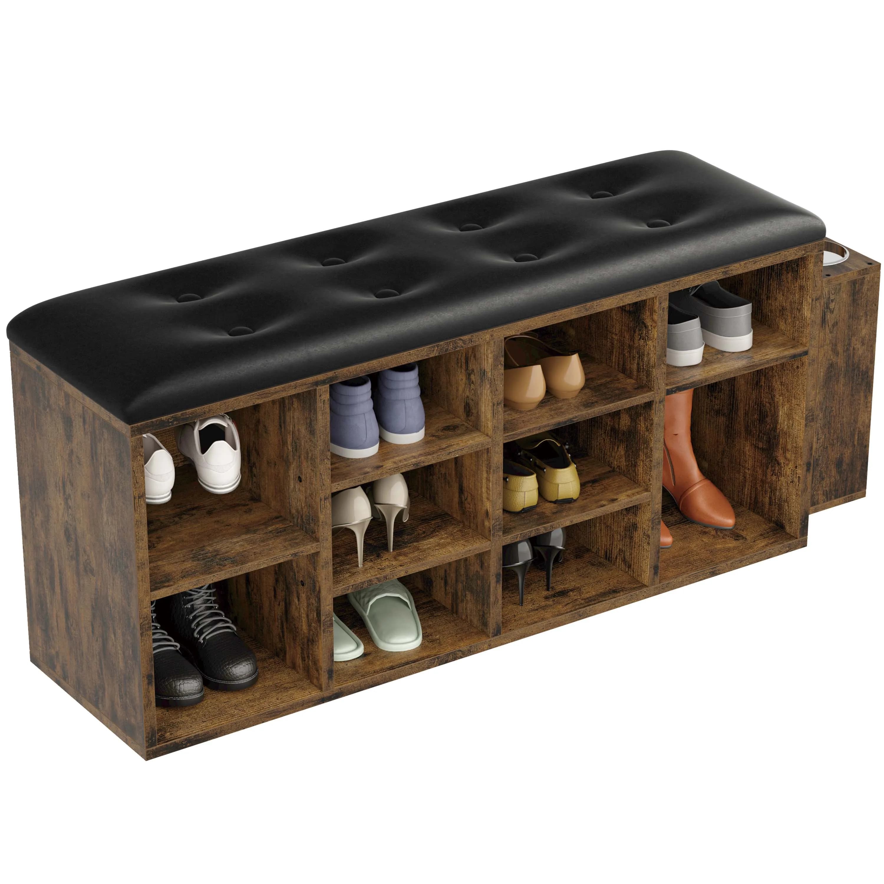 IlearCK-Banc à chaussures en cuir PU, meuble de rangement pour entrée, 10 cubes, chaussures Cubby T1