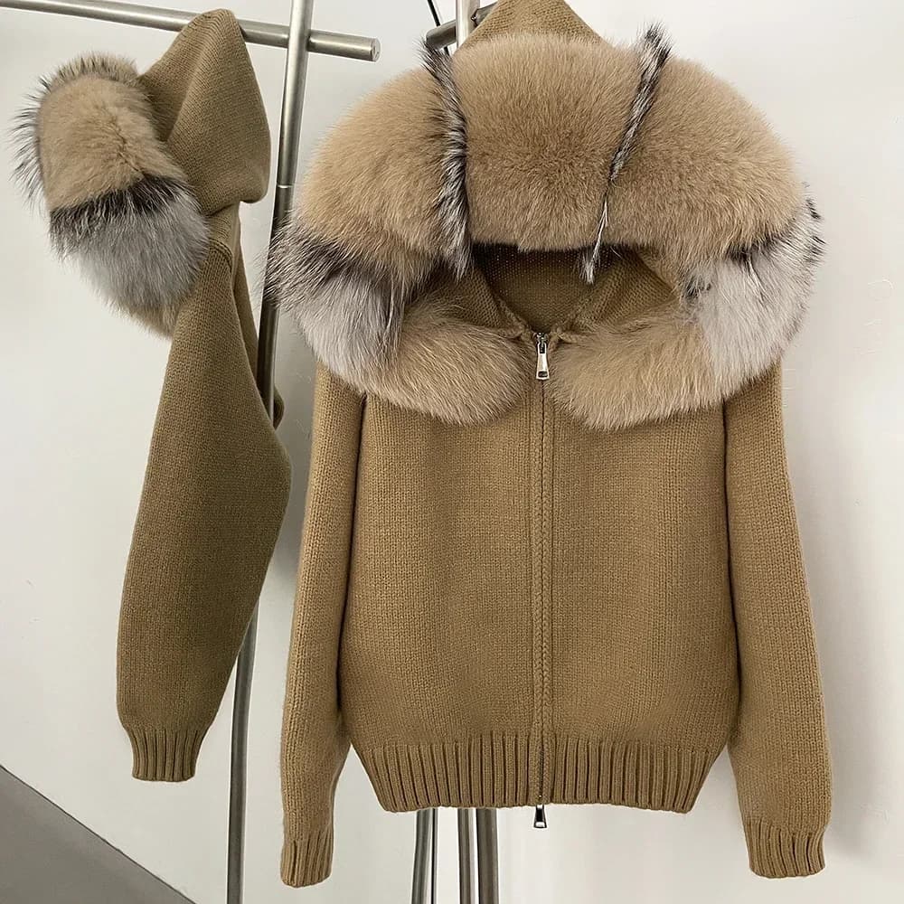 Manteau femmes Cardigan manteau de fourrure de renard naturel femmes réel fourrure mongole tricots f
