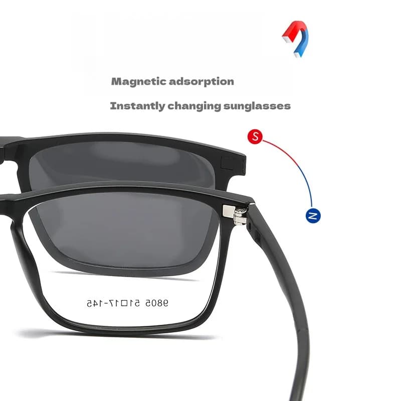 Lunettes de soleil polarisées magnétiques pour la conduite de vision nocturne pour hommes, 5 clips, 